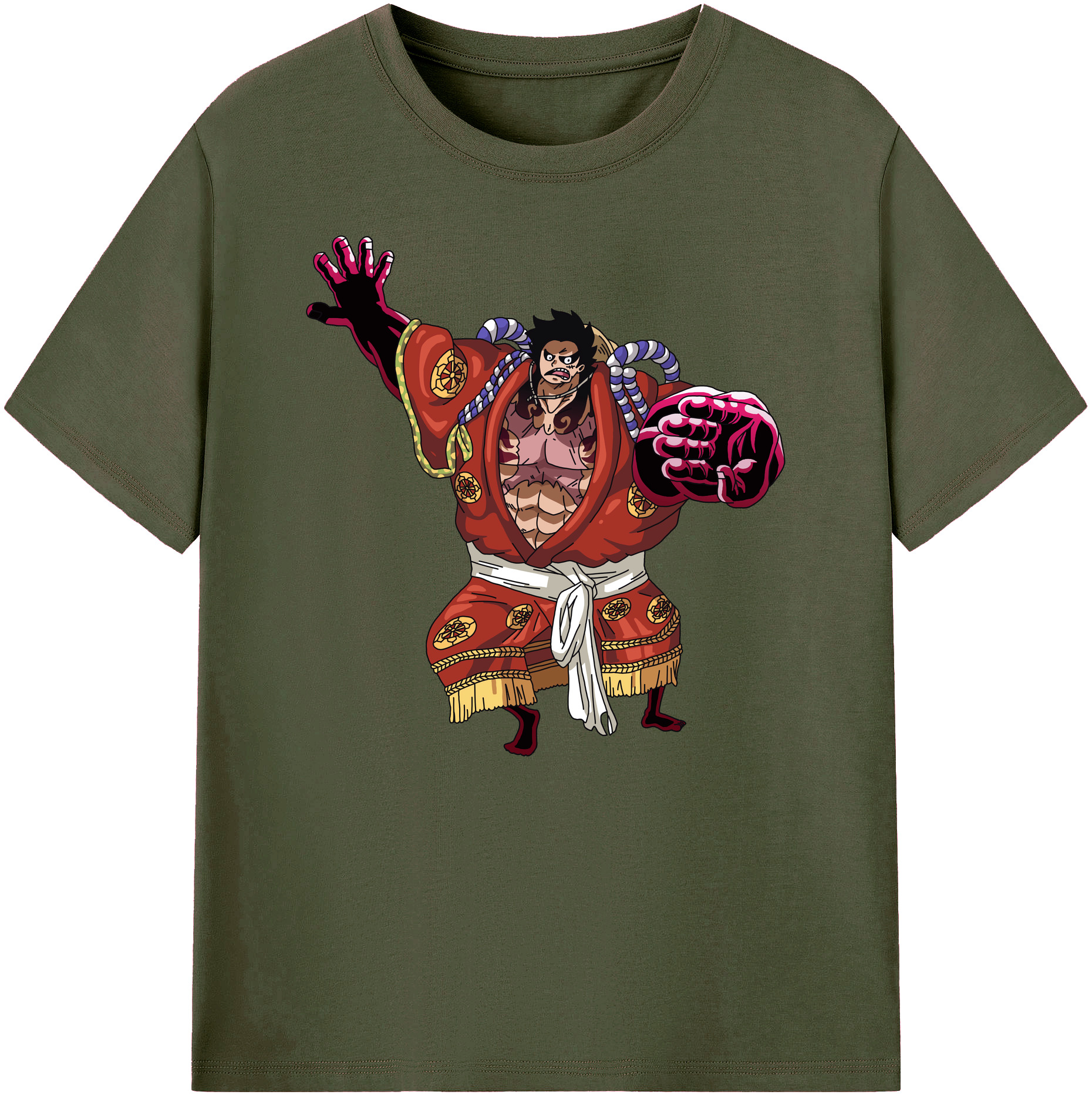 ワンピース モンキー・D・ルフィ ONE PIECE Monkey D. Luffy 綿100％ メンズ半袖Tシャツ｜肌触りやわらか＆通気性